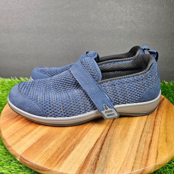 Orthofeet Quincy Womens 8.5 Wide Blue Stretch Knit Comfort Slip-On Low Top Shoes - Picture 5 of 12